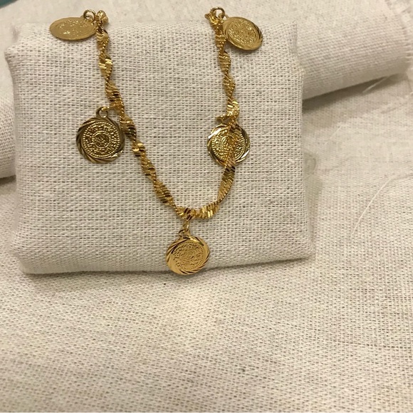 Lira charm Bracelet, Coin Bracelet, Arab/Middle East Jewelry, Gold bracelet Gift - Picture 4 of 5